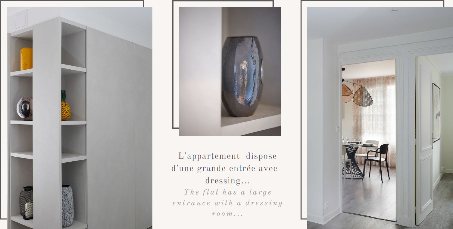 L'appartement dispose d'une grande entrée avec dressing... The flat has a large entrance with a dressing room...